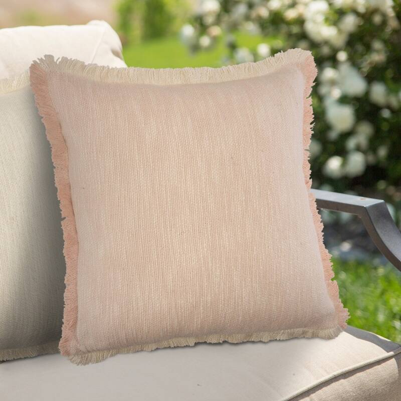 HomeRoots 20" X 20" Light Pink And Cream 100% Cotton Abstract Zippered Pillow