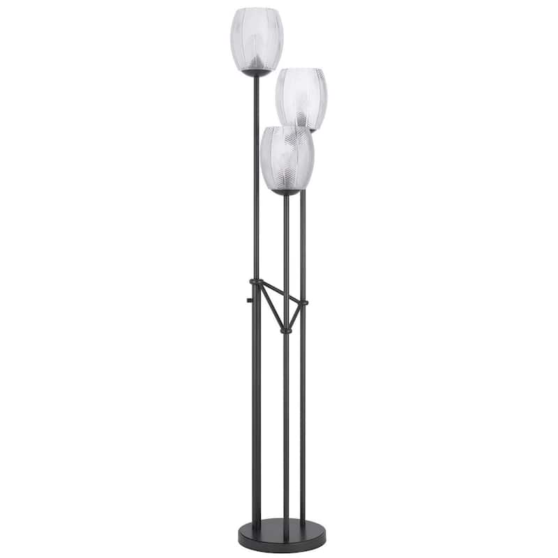 71" 3-Light Floor Lamp with Clear Glass Novelty Shade for Living Room - 12" x 12" x 70.50"