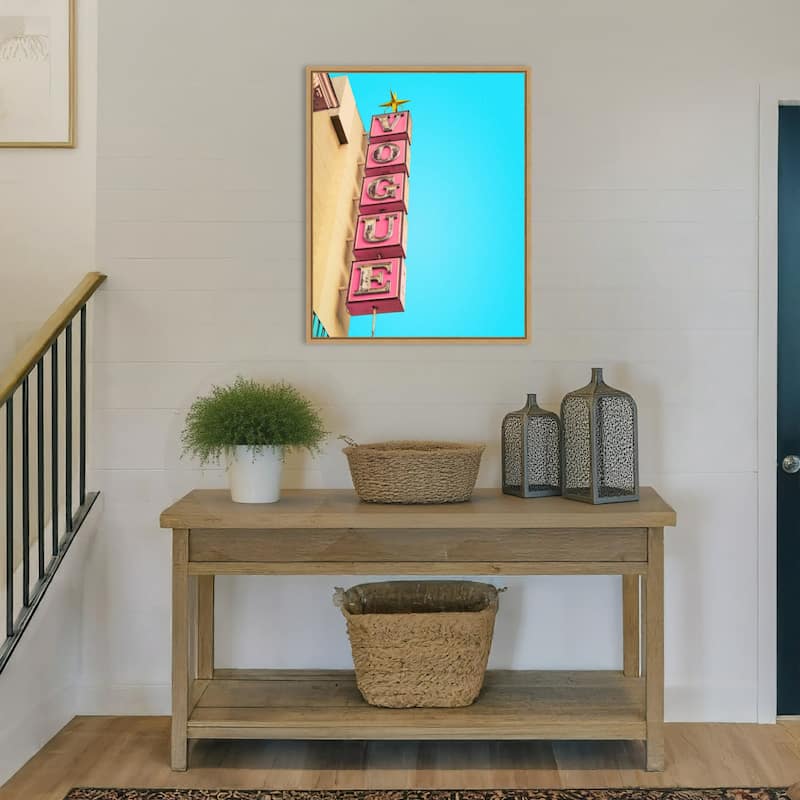 Vogue Theatre Sign in Hollywood by Tom Windeknecht Framed Canvas Wall Art Print - Sylvie Natural