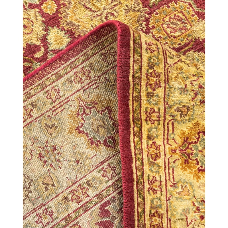Overton Handknotted Wool Traditional Oriental Purple Area Rug - 5' x 8'