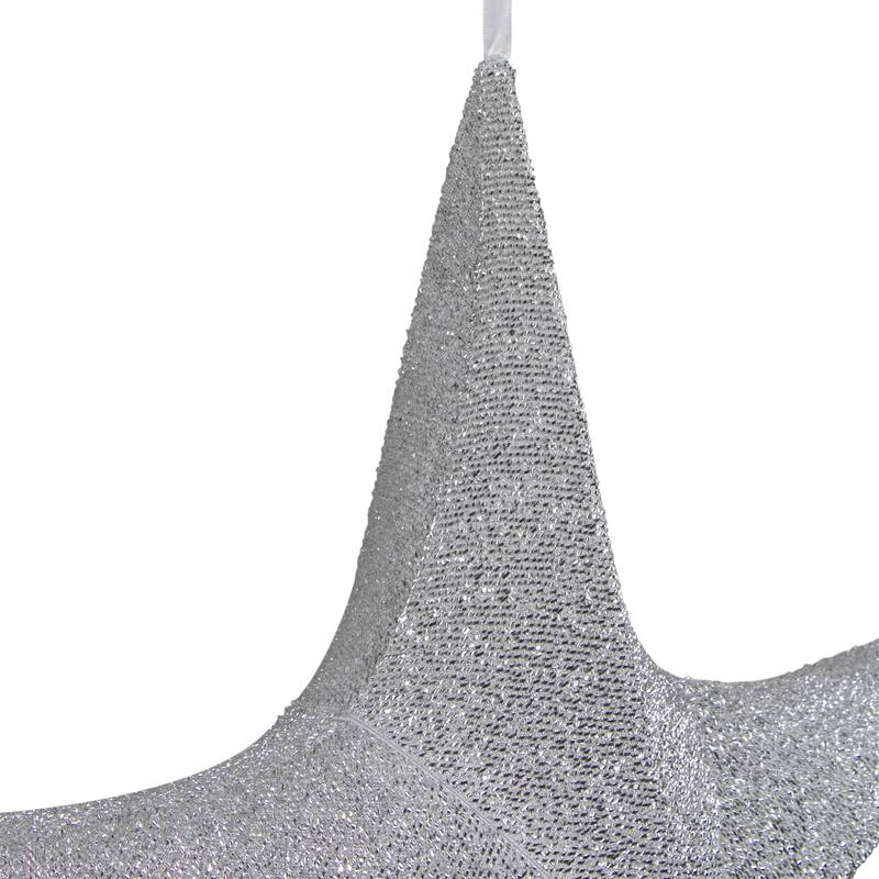 Tinsel Foldable Glitter Christmas Star Outdoor Decoration - 25.5" - Silver