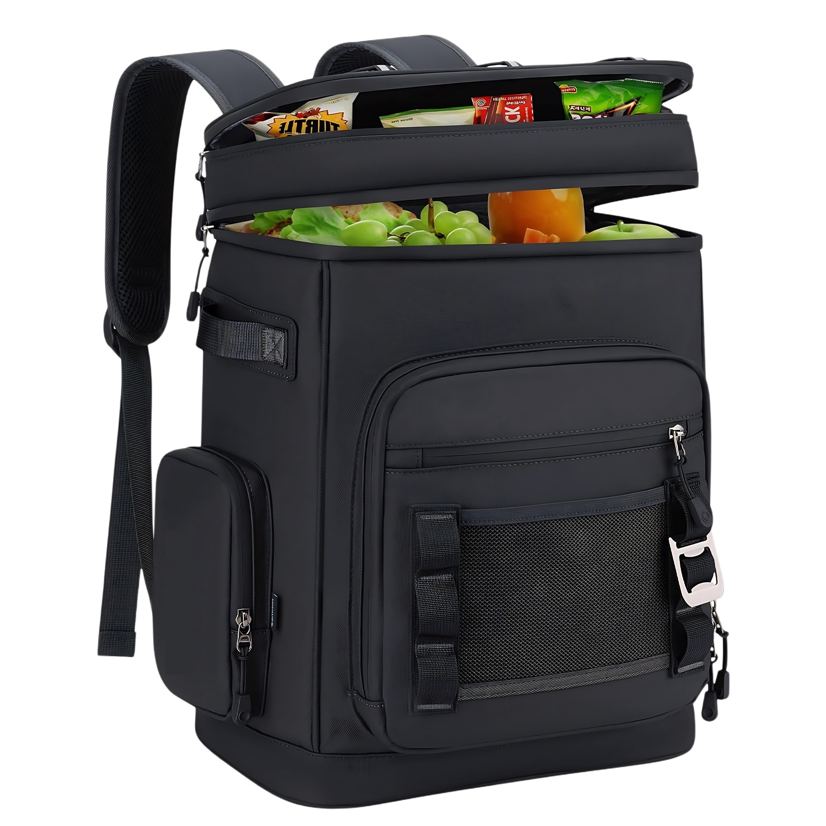 Waterproof Backpack Cooler – Leakproof Insulated Dual-Compartment Soft Cooler, 48-Can Capacity,Black.