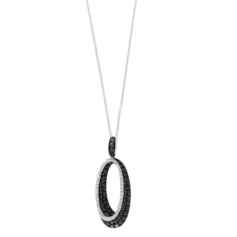Effy Women's 14K White Gold Diamond,Black Diamond Pendant Necklace
