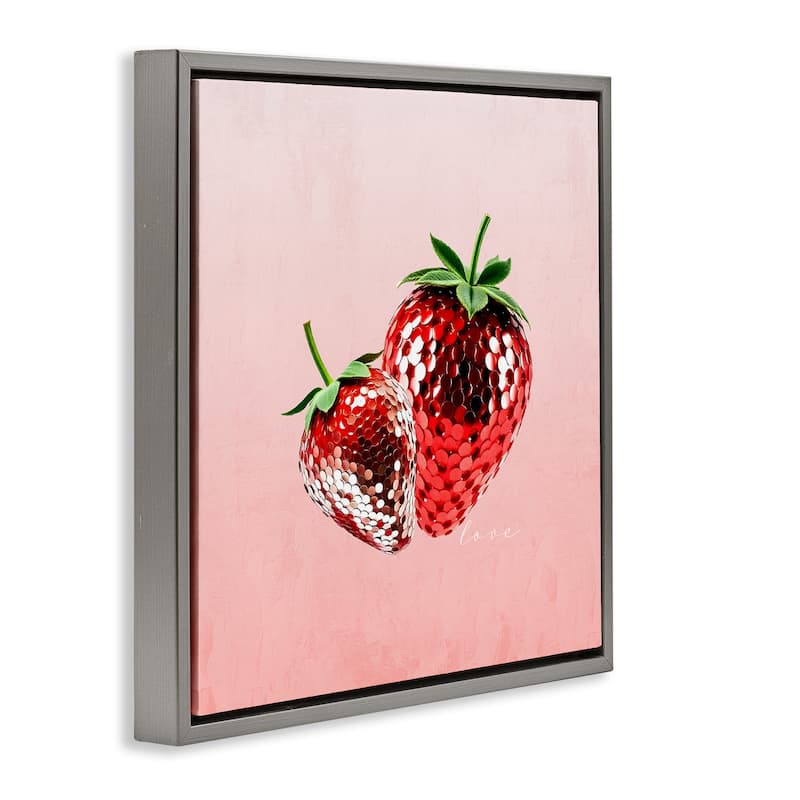 Stupell Disco Sequin Strawberries Framed Floater Canvas Wall Art Design By Kim Allen