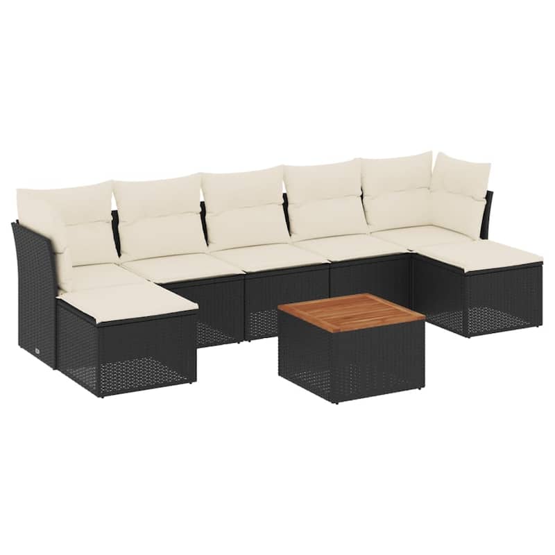 vidaXL Garden Sofa Set Black, Cream White - 113.8 x 24.4 x 33.5