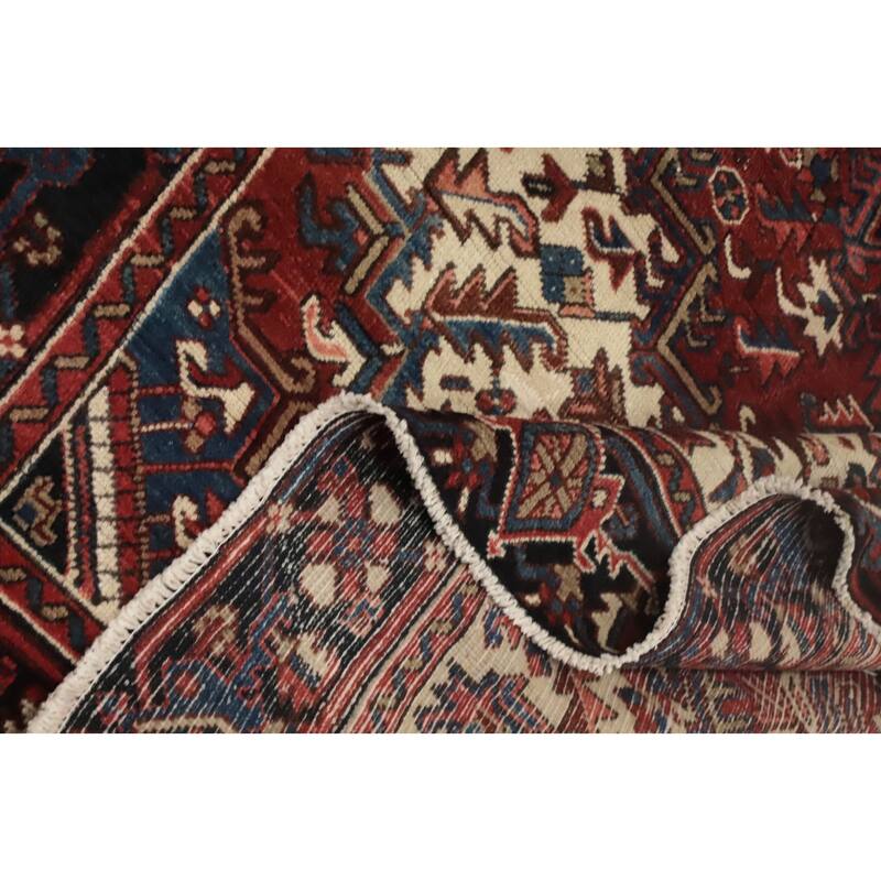 Hand Knotted Oriental 100% Wool Carpet Traditional Medallion Red Heriz Area Rug - 10' 1'' X 7' 1''