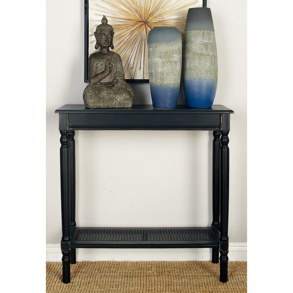 Black Wooden 1 Shelf Console Table