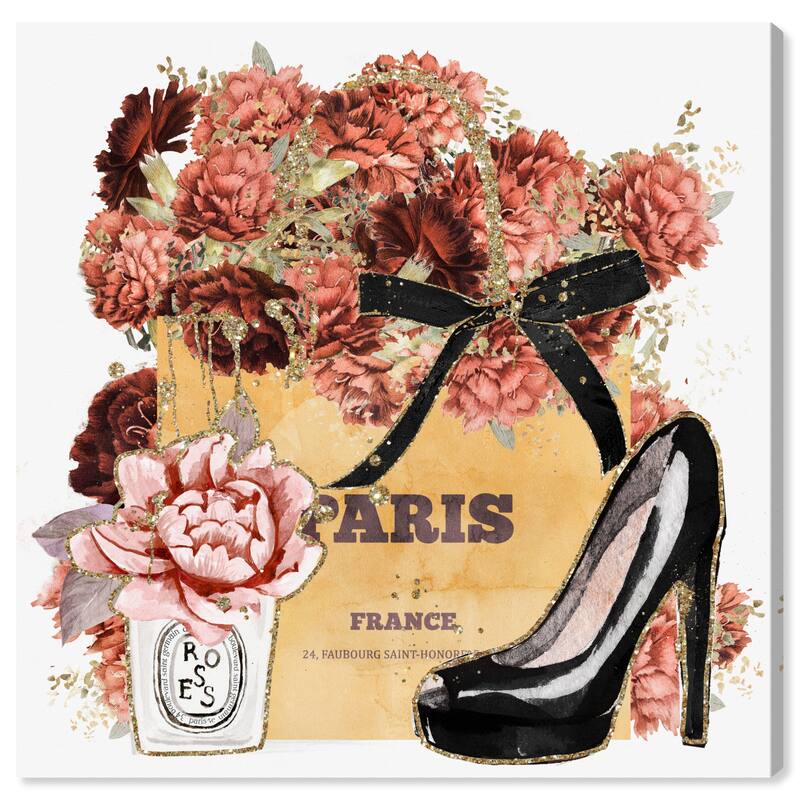 Wynwood Studio Fashion and Glam Pastel Parisian Tangerine Bag Fall Orange and Glam Wall Art Canvas Print