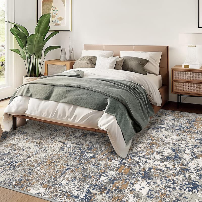 Mcow Modern Collection Low-Pile Machine-Washable Non-Slip Area Rug