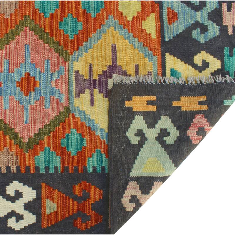 Flatweave Umar Rust/Navy Runner - 2'7" x 9'8"