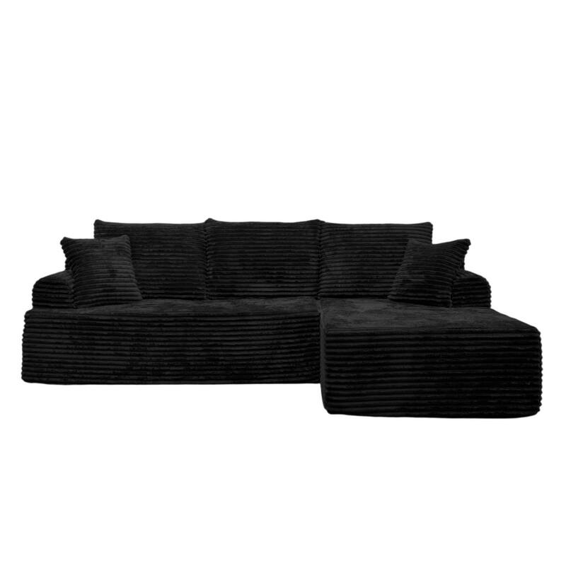 95.2" Modern L-Shaped Corduroy Sectional Sofa, No Assembly Reqired