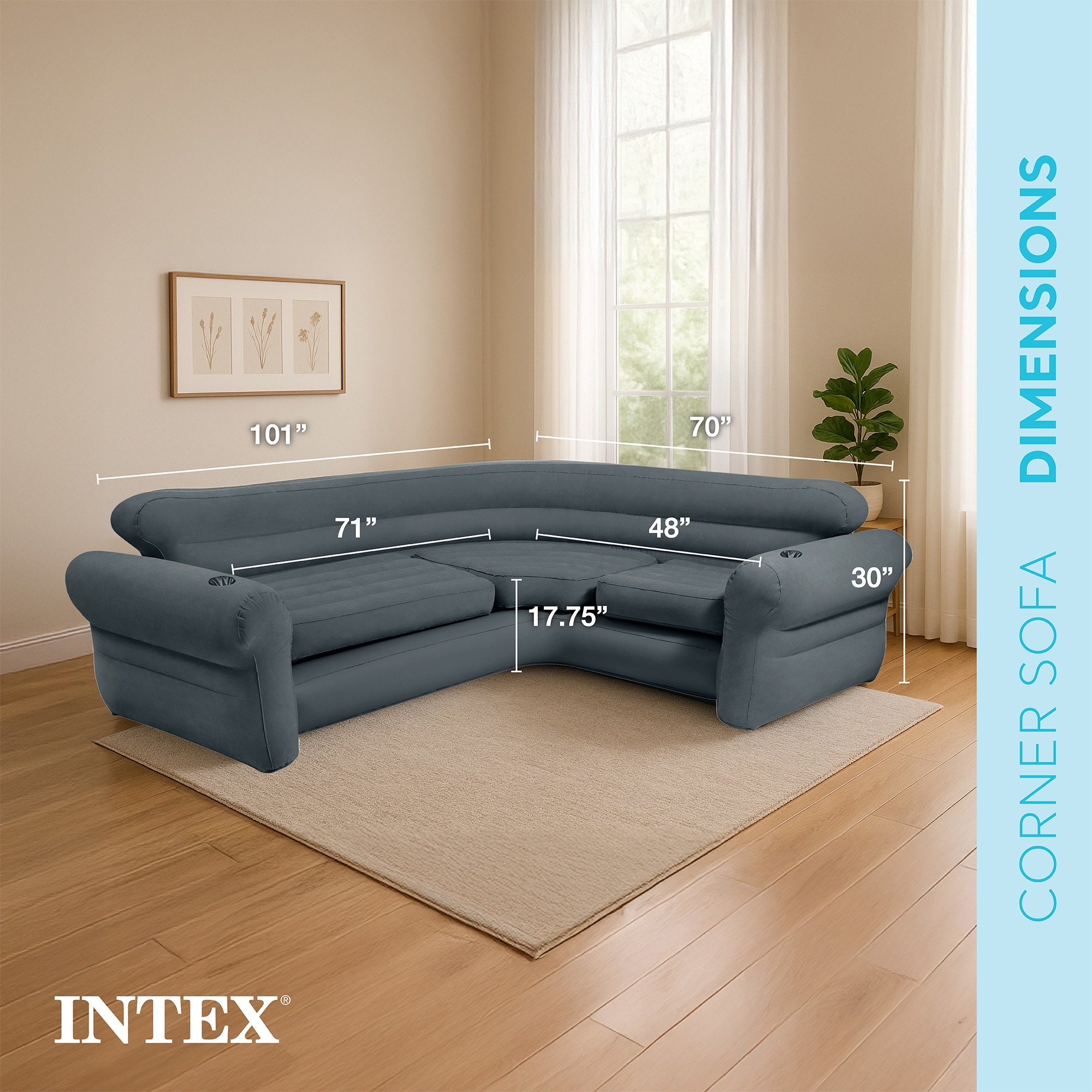 Intex Inflatable Couch Sectional, Gray Intex Inflatable Couch