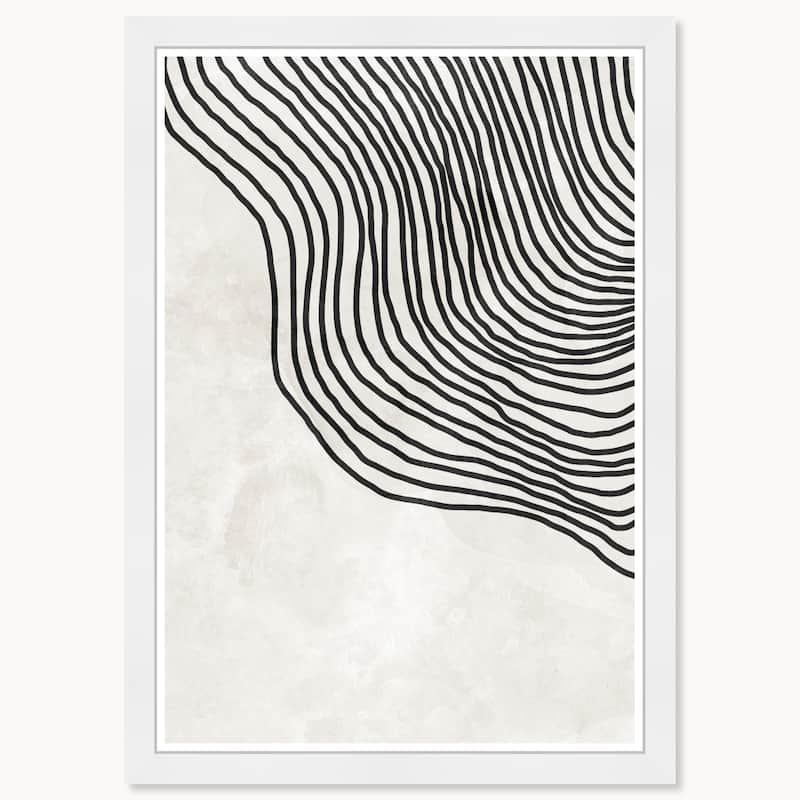 Wynwood Studio Flowing Tide Framed Boho Minimalist Abstract Prints - 15 x 21 - White