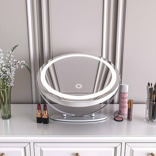 erkki round led metal dresser mirror Erkki Metal Round LED Mirror