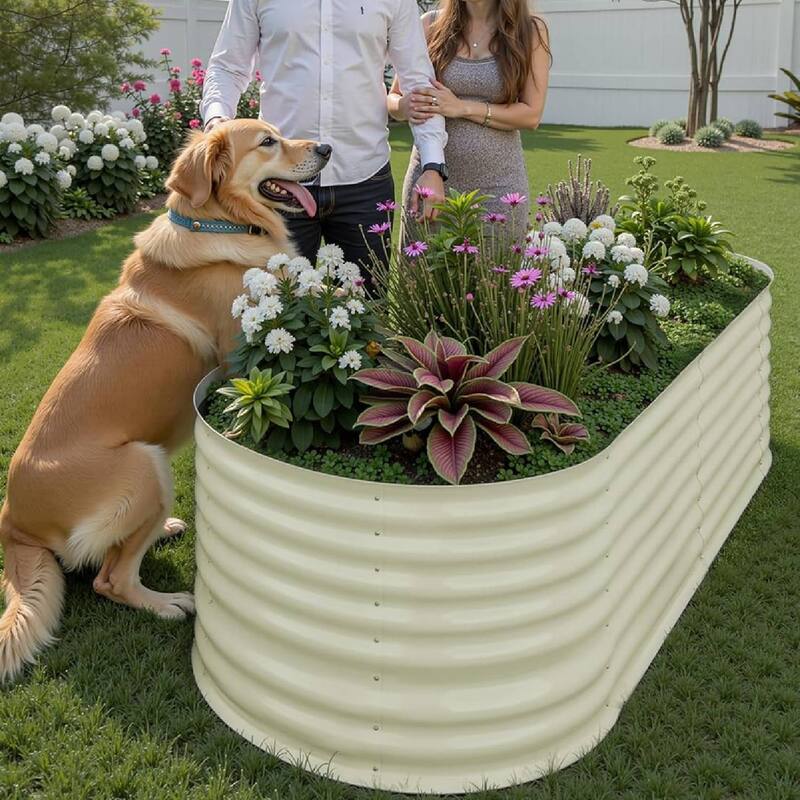 6x3x2ft 2Pcs Galvanized Raised Garden Bed Planter Boxes Outdoor, Off-White for Vegetables, Fruits, Flowers, Herbs - N/A
