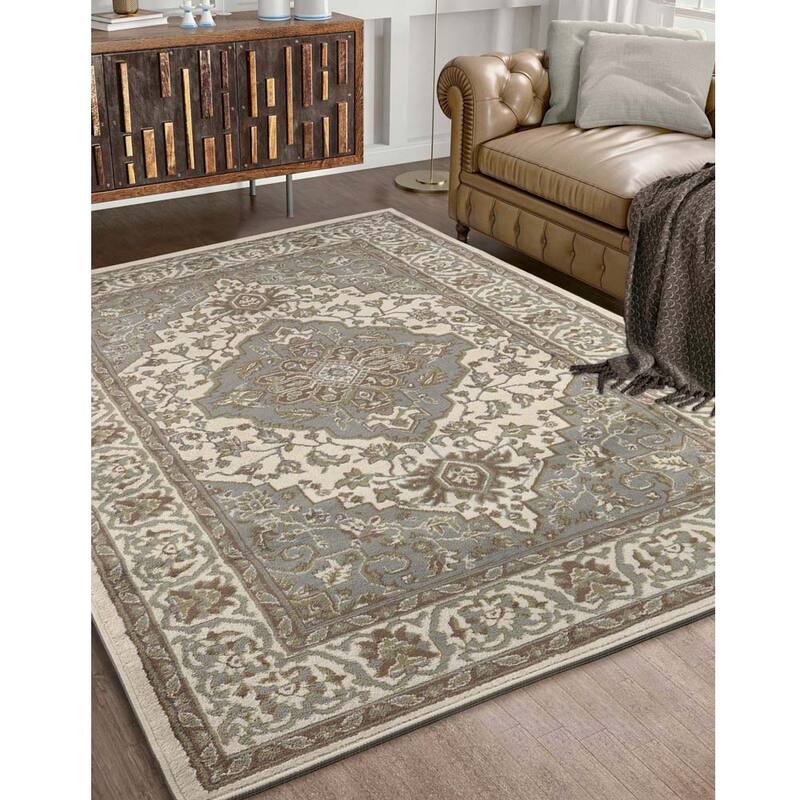 Superior Traditional Oriental Floral Medallion Indoor Area Rug - 5' x 8' - Green