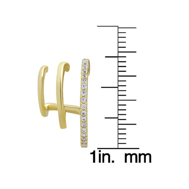 Victoria Townsend Gold over Sterling Silver Lab White Sapphire 3 Row Illusion Half Hoop Earrings