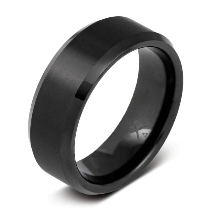 Manly Bands THE BALLER Tungsten Black Plated 8mm Satin Band