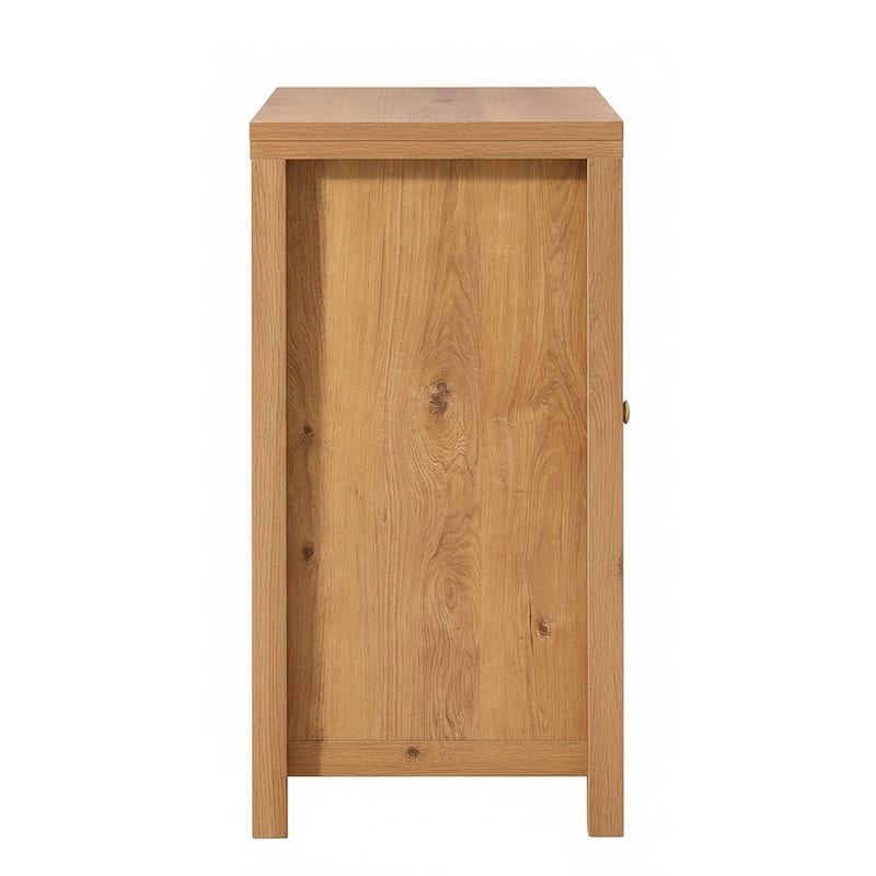 Walker Edison Modern Arched Glass Accent Cabinet with Brass Hardware