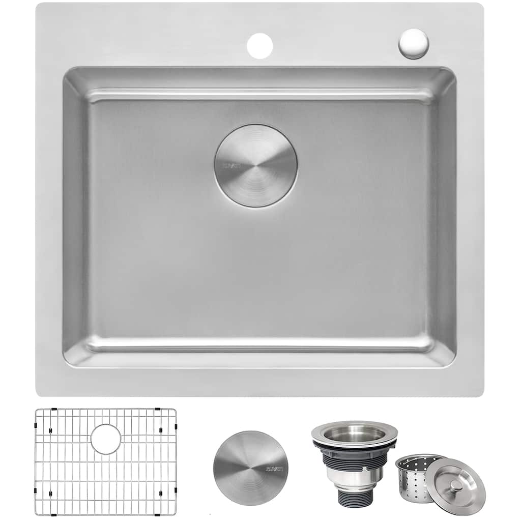 Ruvati 23 x 20 inch Drop-in Topmount Kitchen Sink 16 Gauge Stainless Steel Single Bowl - RVM5923 - 8' x 11'