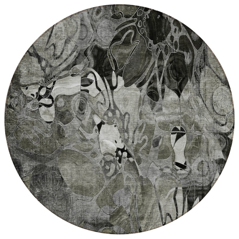 Machine Washable Indoor/ Outdoor Modern Floral Chantille Rug