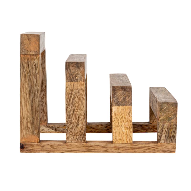 Mango Wood Cutting Board Stand with 3 Sections - 6.0"L x 6.0"W x 4.5"H