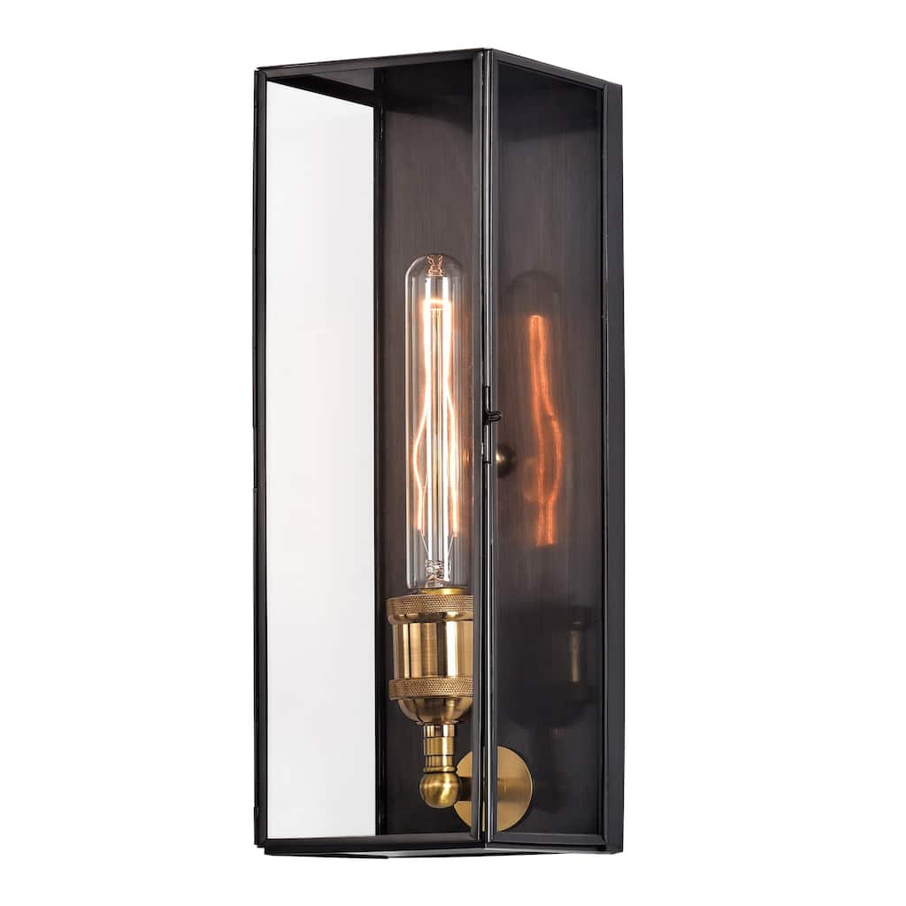 C Cattleya Solid Brass Outdoor Wall Lantern with Tempered Clear Glass Shade