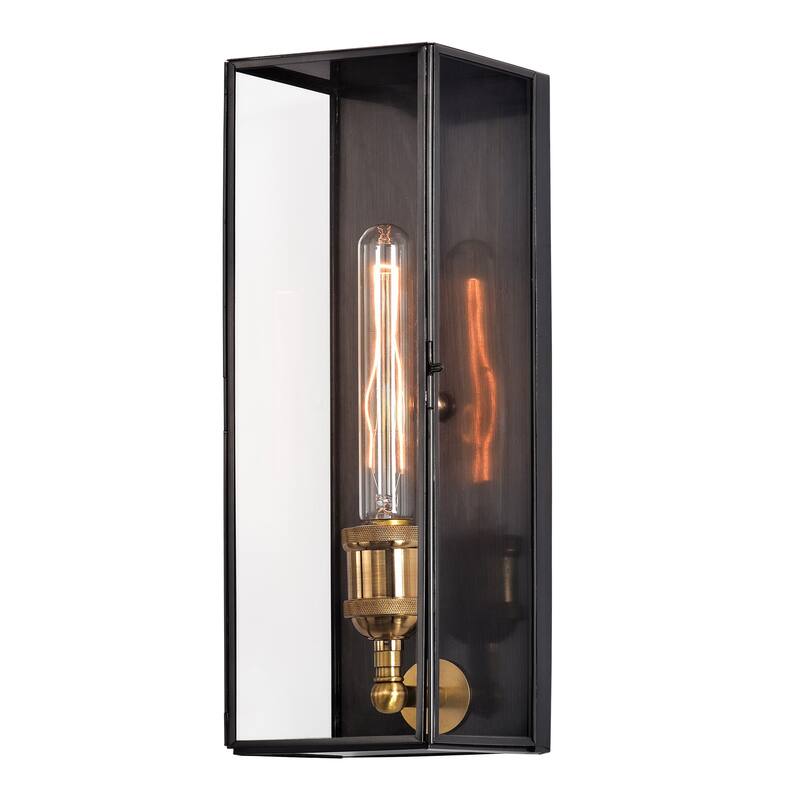 C Cattleya Solid Brass Outdoor Wall Lantern with Tempered Clear Glass Shade