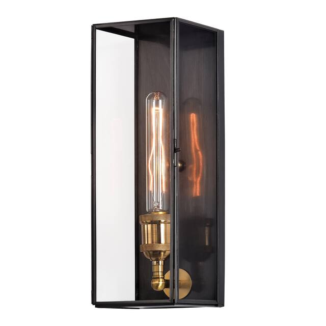 Solid Brass Outdoor Wall Lantern with Tempered Clear Glass Shade - 4.75in.