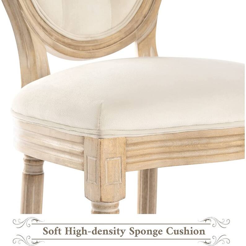 French Country Dining Chairs Set of 2, Rustic Farmhouse Upholstered