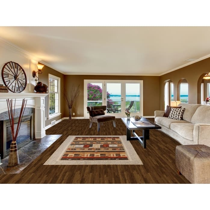 Geometric Gabbeh Indian Area Rug Brown Hand-Tufted Wool Carpet - 5'3" x 7'7"