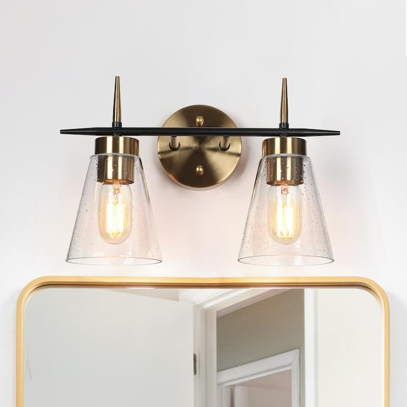 Aditi Modern Industrial 2-Lights Bathroom Vanity Lights Cone Bedroom Wall Sconces - L 14.5" x W 7" x H 10"