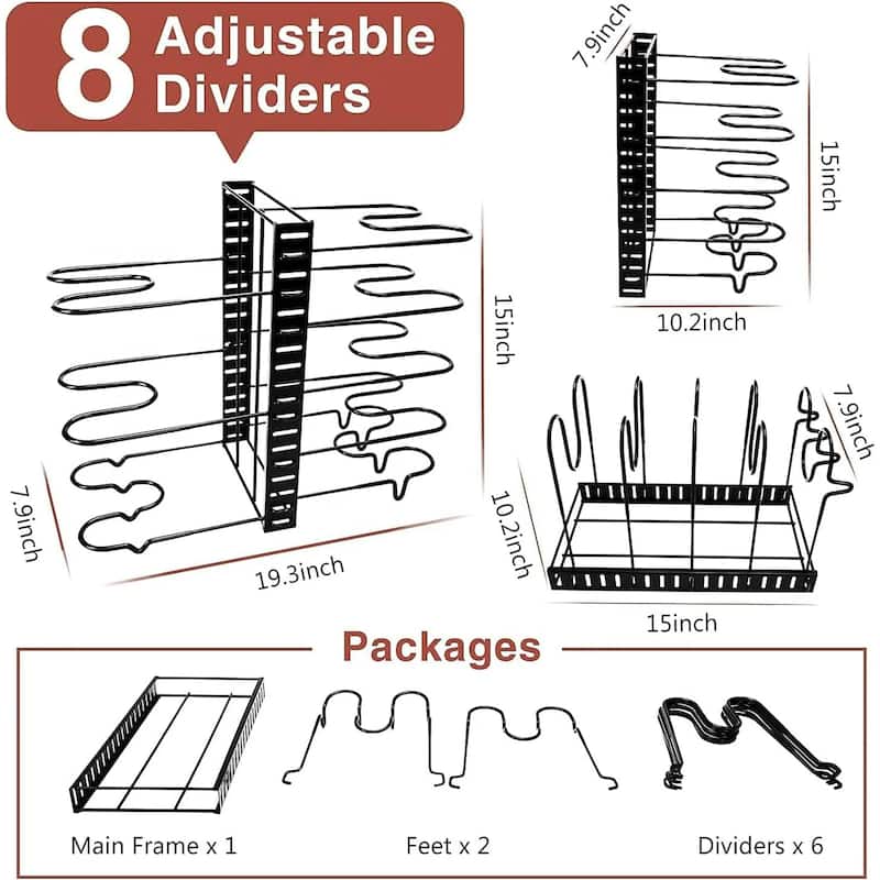 Dish Drying Rack w/ 8 Tiers Pot Organizer Rack for Kitchen (Set of 2)