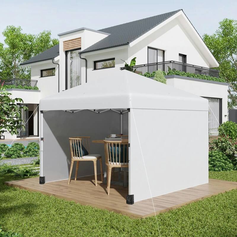 10'x10' Pop Up Canopy Tent with 3 Sidewalls,Leg Weight Bags,Carry Bag