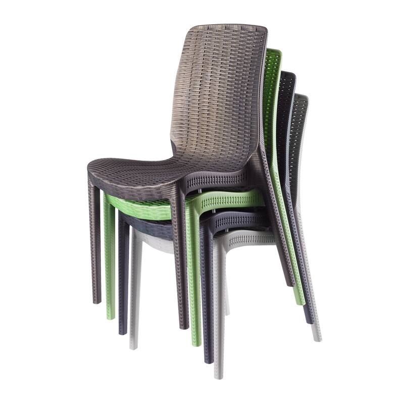 Rue Resin Stackable All-Weather Patio Dining Chairs, Set of 4