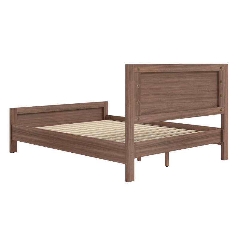 King/Queen Size Wood Platform Bed Frame With Headboard, Solid Wood Platform Bed, No Box Spring Needed, Easy Assembly