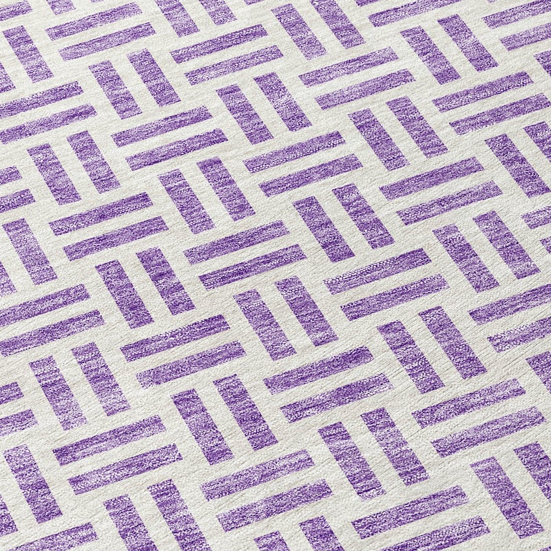 Machine Washable Indoor/ Outdoor Contemporary Basketweave Chantille Rug