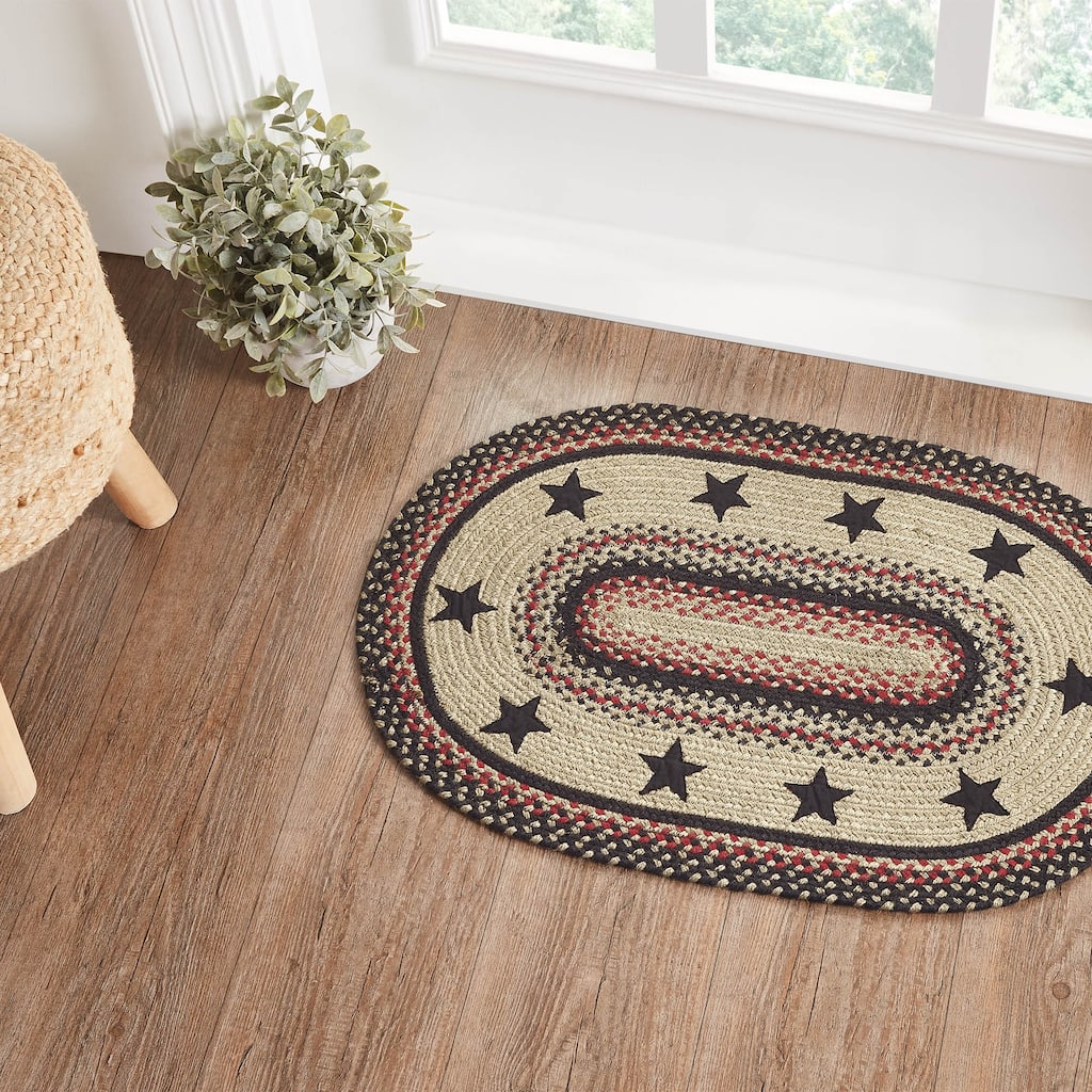 Colonial Star Jute Rug Oval w/ Pad 20x30 - 20" x 30" Oval