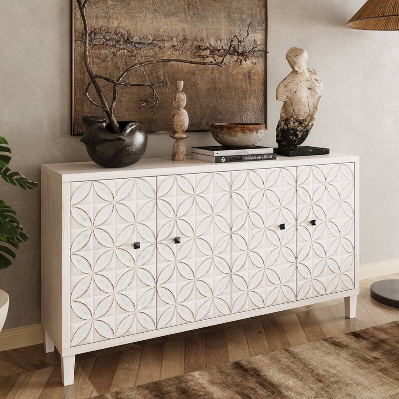 Accent Cabinet 4 Door Wooden Cabinet Sideboard Buffet Server Cabinet Storage Cabinet, for Living Room, Entryway, Hallway, Office