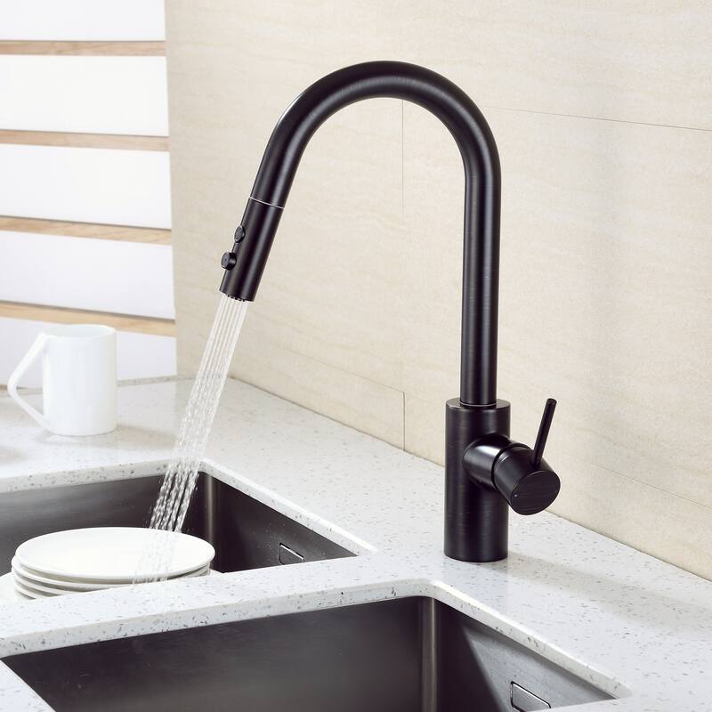Luxier KTS21 Single Handle Pull Down Sprayer Kitchen Faucet