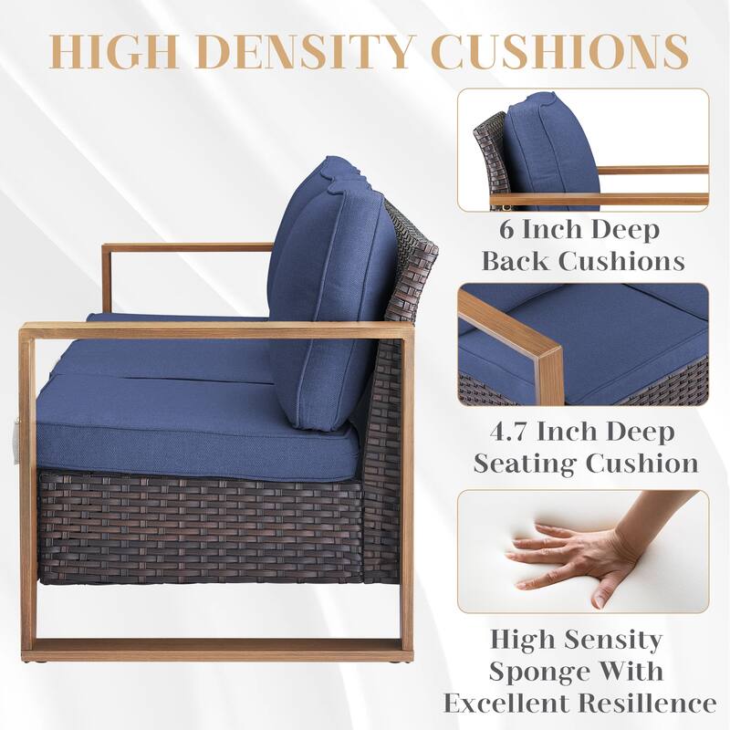 Gymojoy Outdoor Sofa Patio Chair with Ottoman Funiture