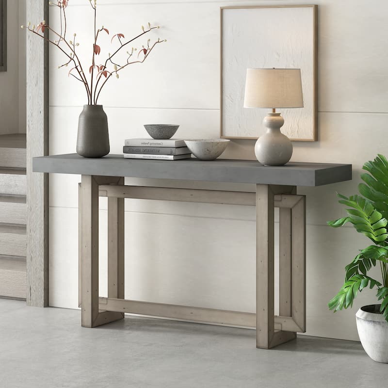 Console Table with Thick Pine Wood Legs,Extra Long Sofa Table Versatile for Hallway - Grey
