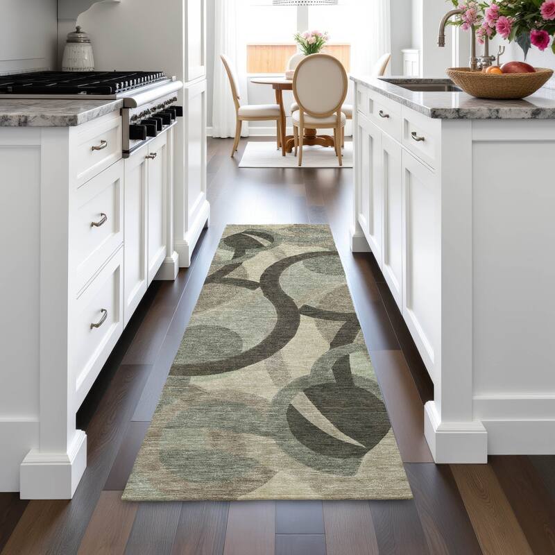 Machine Washable Indoor/Outdoor Contemporary Deco Chantille Rug