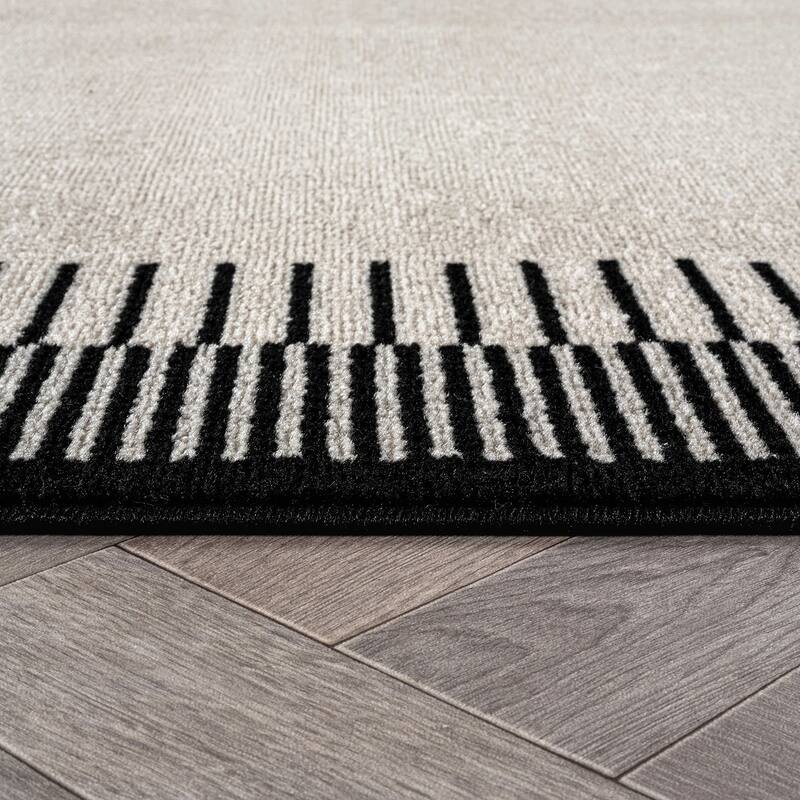 World Rug Gallery Modern Abstract Bordered Area Rug for Living Room, Bedroom, or Entryway - Low Pile Indoor Rug