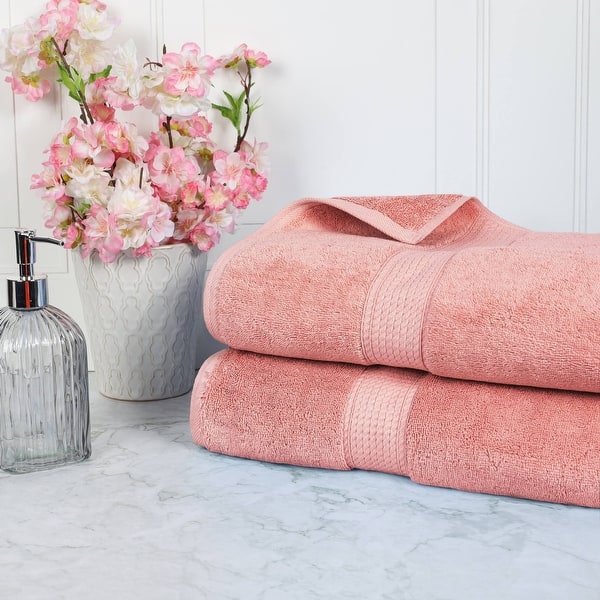 Superior Egyptian Cotton Pile Heavyweight Bath Sheet Set of 2 - Tea Rose