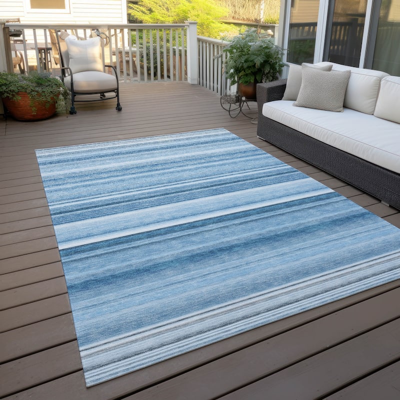 Machine Washable Indoor/ Outdoor Chantille Multi Stripe Rug