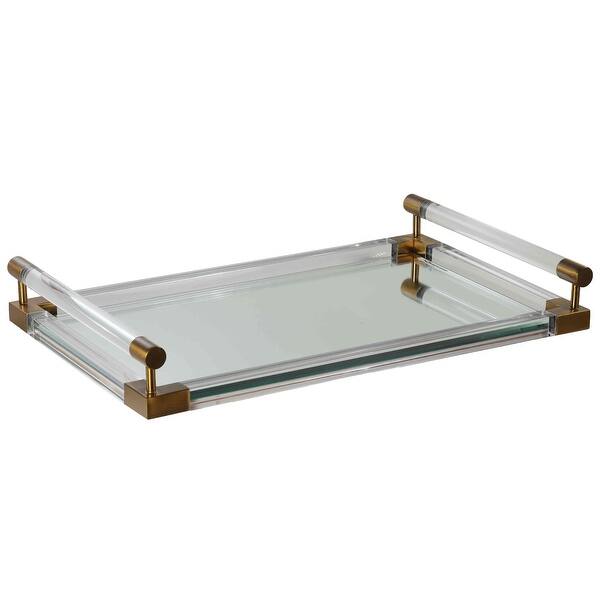 Acrylic Tray - Red Ostrich with Brass Handles – Reprotique