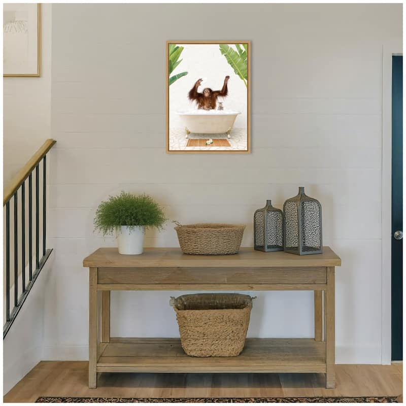 Kate and Laurel Sylvie Orangutan in Bali Bathtub Framed Canvas by Amy Peterson