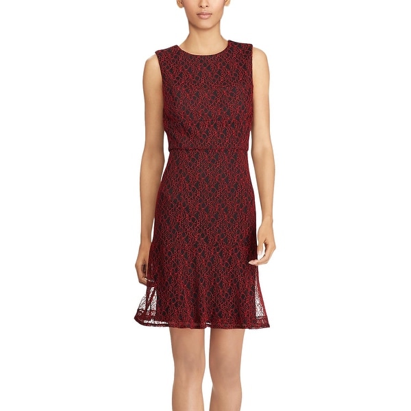 ralph lauren red lace dress
