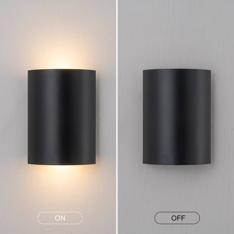 2-Light Black Dimmable Modern LED Outdoor Wall Sconce
